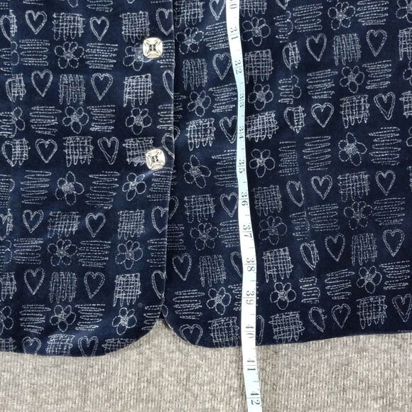 Coldwater Creek Dress Womens 12 Blue Velvet Hearts Print Sleeveless V Neck Midi - Picture 4 of 12